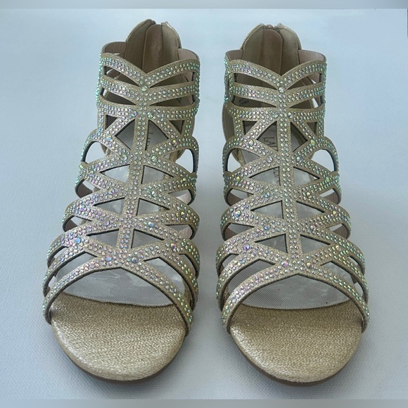 Laurmosa girl’s sandals gold high heels formal shoes.  Size 3. - Picture 3 of 11